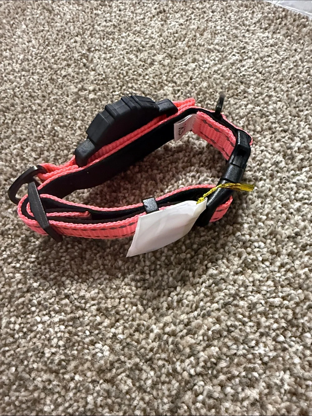 Reflective Coral Pink Dog Collar with AirTag holder